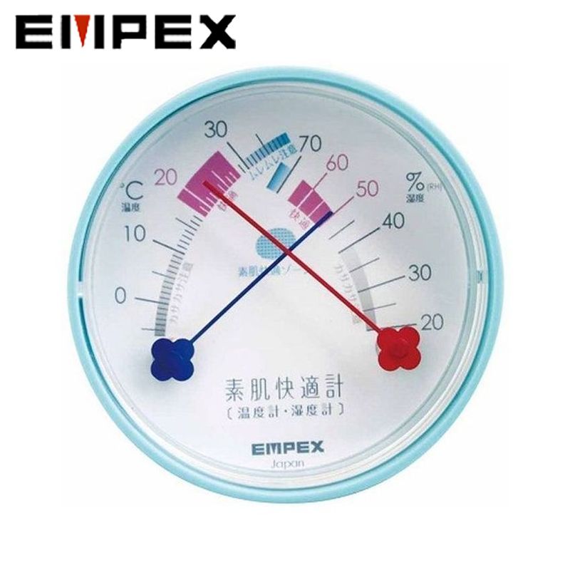 エンペックス EMPEX 温度計 湿度計 気象計 温湿度計 素肌快適ゾーン付き 温・湿度計 素肌快適計 エアブルー 置掛兼用 置き掛け兼用 壁掛け 置き型 卓上用 TM-4716 4961386471609