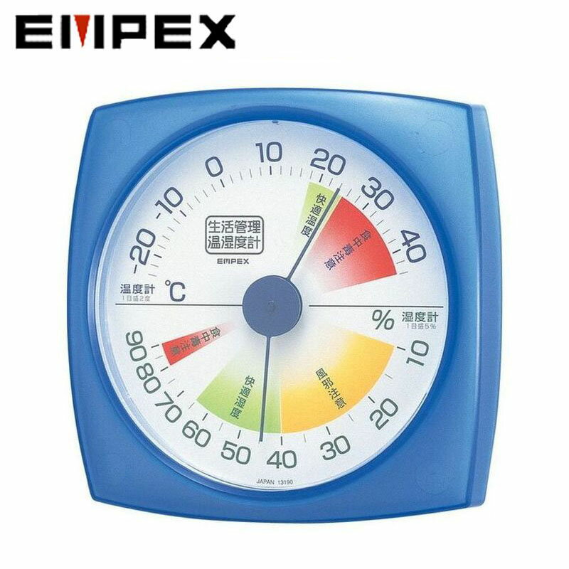 エンペックス EMPEX 温度計 湿度計 気象計 温湿度計 TM-2436 生活管理温 湿度計 壁掛用 クリアブルー 壁掛け 4961386243602