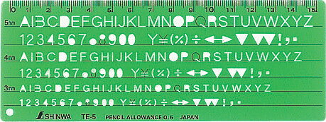 シンワ測定 テンプレート 英数字記号定規 TE-5