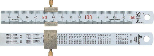 シンワ測定 直尺シルバー 15センチ ストッパー付