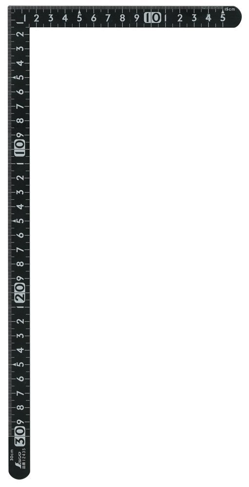 シンワ サンデーカーペンター 黒色 30×15cm 表裏同目 白目盛 12435