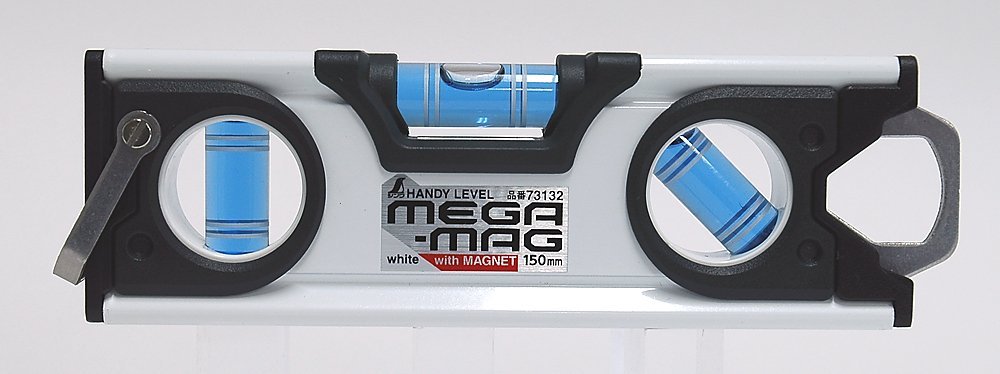 シンワ ハンディレベル MEGA-MAG 150mm 白 マグネット付 73132