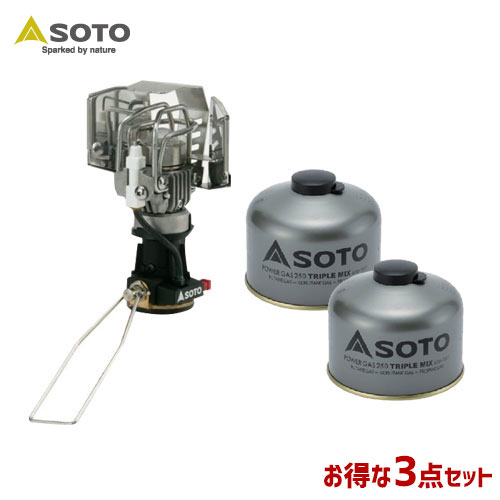 SOTO ソト 新富士バーナー ランタン＆ガス3点セット アウトドア・キャンプ用品 SOD-250 SOD-725Tx2 福袋