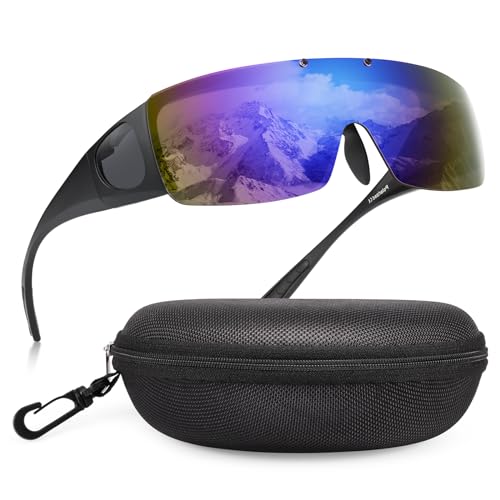 [BrGuras] オーバーグラス 偏光サングラス メガネをかけたまま対応のサングラス 跳ね上げ式 UV400 紫外線カット サイクリング、釣り