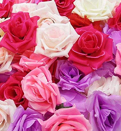 【glaystore】 バラ 造花 ローズ 薔薇 アレンジ 8センチ 50個セット 結婚式 2次会 パーティー ブライダルイベントに (ピンク×レッド×