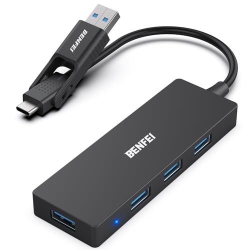 BENFEI USB Type-A/Type-C ハブ 4 USB 3.0 ポート付き iPhone 15 Pro/Max、MacBook Pro/Air 2023、iPad Pro、iMac、S23、XPS 17、Sur