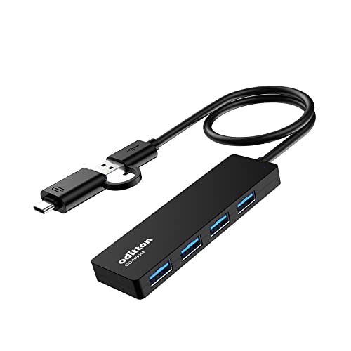 USBハブ oditton USBハブ3.0 4ポートUSB Cアダプター付き 転送速度5Gbps 26cm延長ケーブル 超薄型データハブ Macbook HPなどのノ
