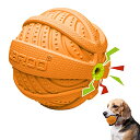 LaRoo犬おもちゃ、音が出る音が鳴る玩具、噛むおもちゃ、天然ラバ歯磨き、耐久性のある、投げる (9CM, オレンジ(クルミボール)
