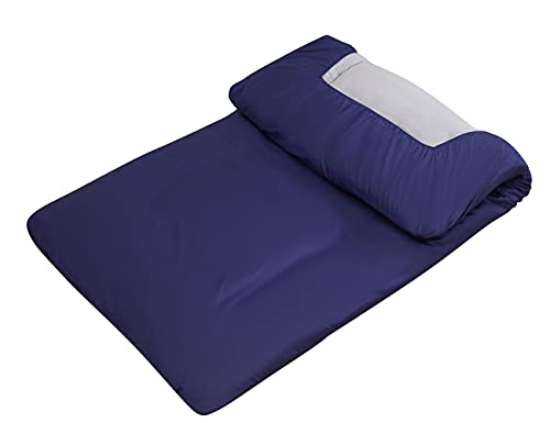 敷布団カバー ダブル 綿100 ネイビー ワンタッチシーツ 無地 敷きシーツ 防ダニ 通気吸湿 フィットシー..