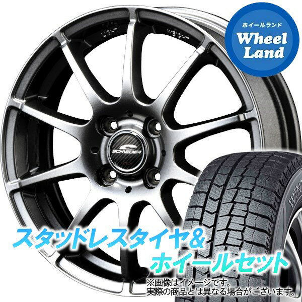 【9/10(土)クーポンでお得!!】【タイヤ交換対象】ホンダ N WGN JH系 NA車 4WD MID シュナイダー スタッグ メタリックグレー ダンロップ ウインターマックス WM02 155/65R14 14インチ スタッドレスタイヤ&ホイールセット 4本1台分