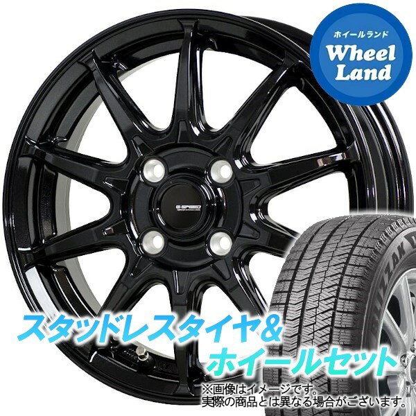 【25日(土)はお得な日!!】【タイヤ交換対象】ニッサン ウイングロード Y12系 HOT STUFF Gスピード G-05 メタリックブラック ブリヂストン ブリザック VRX2 175/70R14 14インチ スタッドレスタイヤ&ホイールセット 4本1台分