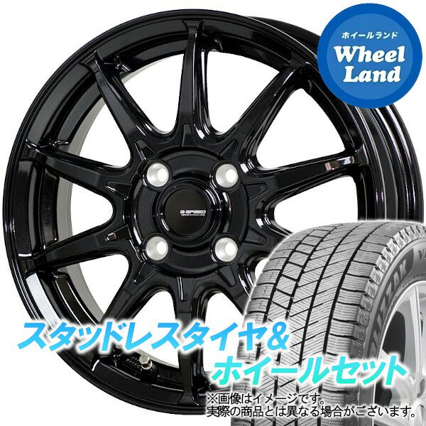 【25日(土)はお得な日!!】【タイヤ交換対象】ニッサン ウイングロード Y12系 HOT STUFF Gスピード G-05 メタリックブラック ブリヂストン ブリザック VRX3 185/65R15 15インチ スタッドレスタイヤ&ホイールセット 4本1台分