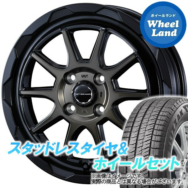 【15日(水)クーポンあり!!】【タイヤ交換対象】ダイハツ ミラ L250,260系 マッドヴァンス 06 BKポリッシュブロンズクリア ブリヂストン ブリザック VRX2 145/80R12 12インチ スタッドレスタイヤ&ホイールセット 4本1台分