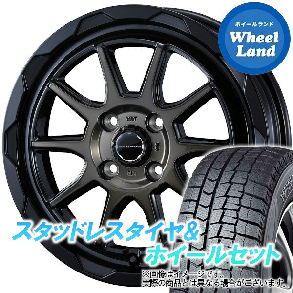 【15日(水)クーポンあり!!】【タイヤ交換対象】ダイハツ ミラ トコット LA550S,LA560S マッドヴァンス 06 BKポリッシュブロンズクリア ダンロップ ウインターマックス WM02 155/65R14 14インチ スタッドレスタイヤ&ホイールセット 4本1台分