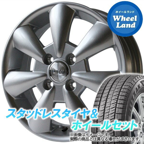 【15日(水)クーポンあり!!】【タイヤ交換対象】ダイハツ ミラジーノ L650系 ルーシー LUCY メタルシルバー ブリヂストン ブリザック VRX2 145/80R13 13インチ スタッドレスタイヤ&ホイールセット 4本1台分