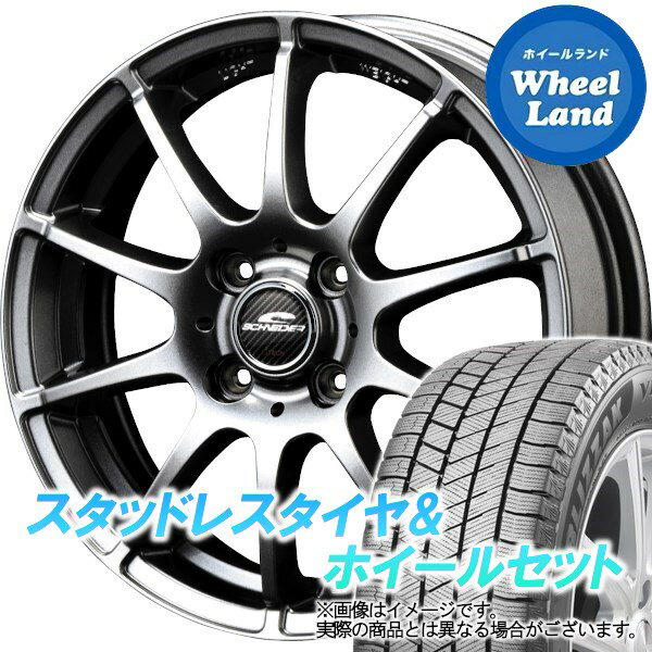 【20日(月)クーポンでお得!!】【タイヤ交換対象】ダイハツ タント エグゼ L450系 MID シュナイダー スタッグ メタリックグレー ブリヂストン ブリザック VRX3 155/65R14 14インチ スタッドレスタイヤ&ホイールセット 4本1台分