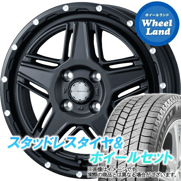 【20日(月)クーポンでお得!!】【タイヤ交換対象】ダイハツ ミラジーノ L650系 WEDS マッドヴァンス 07 フルマットブラック ブリヂストン ブリザック VRX3 155/65R14 14インチ スタッドレスタイヤ&ホイールセット 4本1台分