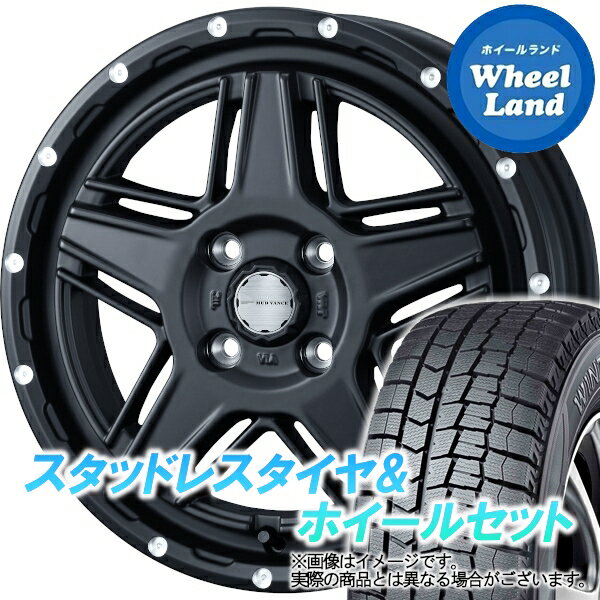 【1日(土)ワンダフル&クーポン!!】【タイヤ交換対象】ダイハツ ミラジーノ L650系 WEDS マッドヴァンス 07 フルマットブラック ダンロップ ウインターマックス WM02 155/65R14 14インチ スタッドレスタイヤ&ホイールセット 4本1台分