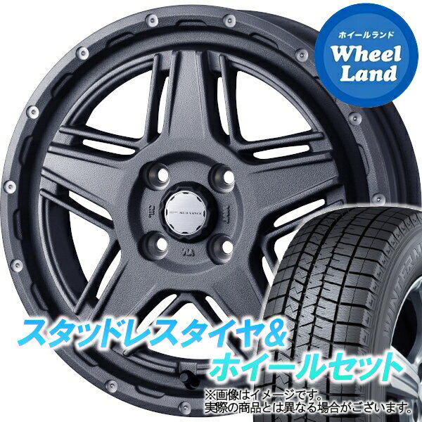 【20日(月)クーポンでお得!!】【タイヤ交換対象】ダイハツ ミラジーノ L650系 WEDS マッドヴァンス 07 フリントグレイ ダンロップ ウインターマックス WM03 165/55R15 15インチ スタッドレスタイヤ&ホイールセット 4本1台分