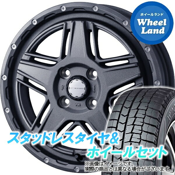 【1日(土)ワンダフル&クーポン!!】【タイヤ交換対象】ダイハツ ミラジーノ L650系 WEDS マッドヴァンス 07 フリントグレイ ダンロップ ウインターマックス WM02 165/55R15 15インチ スタッドレスタイヤ&ホイールセット 4本1台分