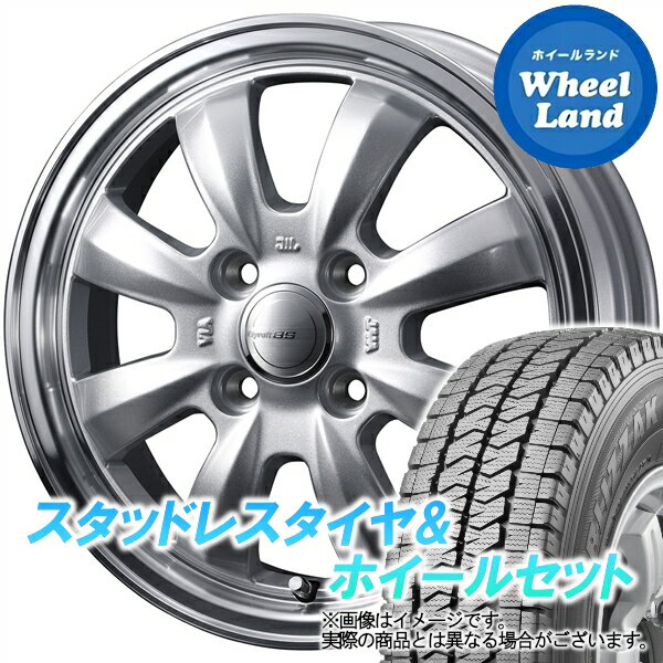 【20日(月)クーポンでお得!!】【タイヤ交換対象】スズキ エブリィ DA64V WEDS グラフト 8S シルバー／リムポリッシュ ブリヂストン ブリザック VL10 145/80R12 12インチ スタッドレスタイヤ&ホイールセット 4本1台分