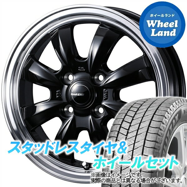 【20日(月)クーポンでお得!!】【タイヤ交換対象】ダイハツ ミラジーノ L650系 WEDS グラフト 8S BK／リムポリッシュ ブリヂストン ブリザック VRX3 165/55R15 15インチ スタッドレスタイヤ&ホイールセット 4本1台分