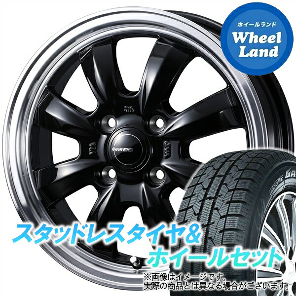 【20日(月)クーポンでお得!!】【タイヤ交換対象】ダイハツ ミラジーノ L650系 WEDS グラフト 8S BK／リムポリッシュ トーヨー オブザーブ ガリットGIZ 165/55R15 15インチ スタッドレスタイヤ&ホイールセット 4本1台分