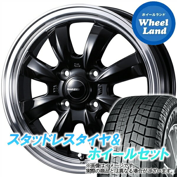 【1日(土)ワンダフル&クーポン!!】【タイヤ交換対象】ダイハツ ミラジーノ L650系 WEDS グラフト 8S BK／リムポリッシュ ヨコハマ アイスガード 6 IG60 165/55R15 15インチ スタッドレスタイヤ&ホイールセット 4本1台分