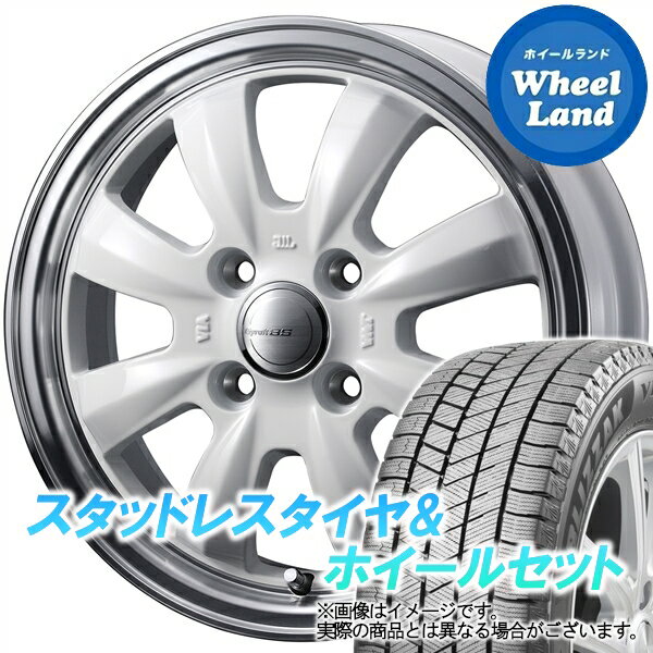 【15日(水)クーポンあり!!】【タイヤ交換対象】ダイハツ ミラ L250,260系 WEDS グラフト 8S ホワイト／リムポリッシュ ブリヂストン ブリザック VRX3 165/50R15 15インチ スタッドレスタイヤ&ホイールセット 4本1台分