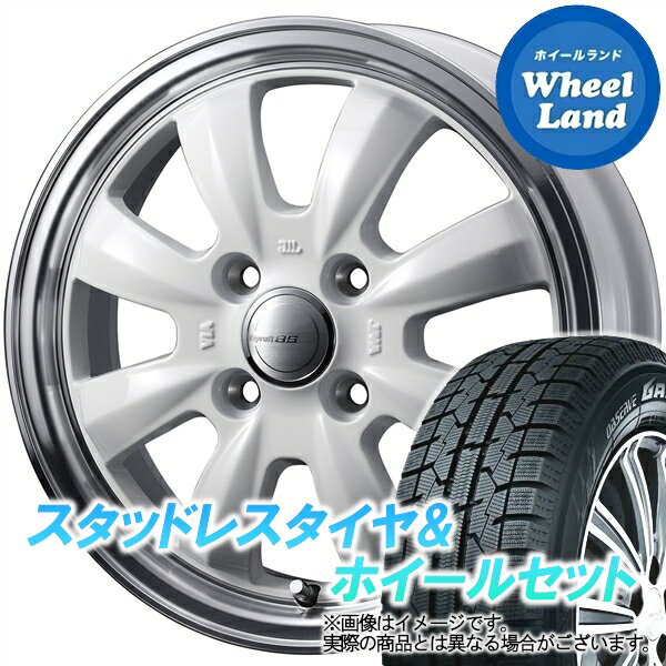 スズキ エブリィワゴン DA64W WEDS グラフト 8S ホワイト／リムポリッシュ トーヨー オブザーブ ガリットGIZ 165/55R15 15インチ スタッドレスタイヤ&ホイールセット 4本1台分