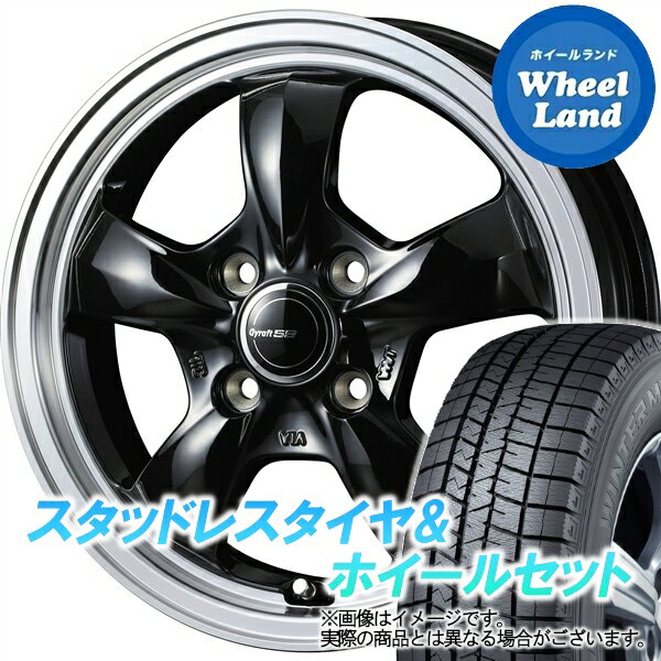 【20日(月)クーポンでお得!!】【タイヤ交換対象】ダイハツ ミラジーノ L650系 WEDS グラフト 5S BK／リムポリッシュ ダンロップ ウインターマックス WM03 165/55R15 15インチ スタッドレスタイヤ&ホイールセット 4本1台分