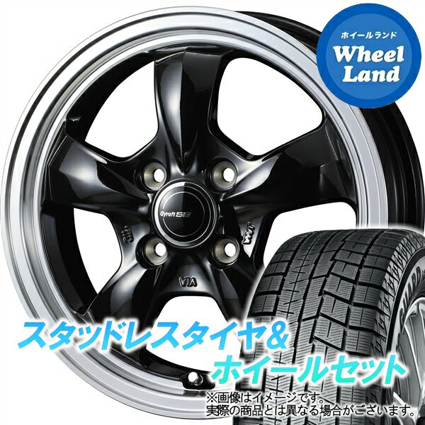 【1日(土)ワンダフル&クーポン!!】【タイヤ交換対象】ダイハツ ミラジーノ L650系 WEDS グラフト 5S BK／リムポリッシュ ヨコハマ アイスガード 6 IG60 165/55R15 15インチ スタッドレスタイヤ&ホイールセット 4本1台分