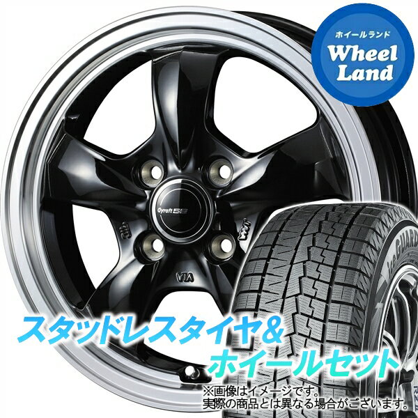 【20日(月)クーポンでお得!!】【タイヤ交換対象】ダイハツ ミラジーノ L650系 WEDS グラフト 5S BK／リムポリッシュ ヨコハマ アイスガード 7 IG70 165/55R15 15インチ スタッドレスタイヤ&ホイールセット 4本1台分