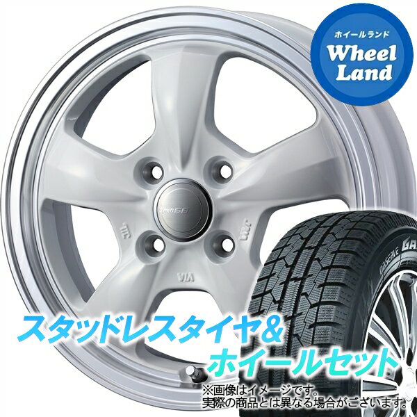 【1日(土)ワンダフル&クーポン!!】【タイヤ交換対象】ダイハツ ミラジーノ L650系 WEDS グラフト 5S ホワイト／リムポリッシュ トーヨー オブザーブ ガリットGIZ 165/55R15 15インチ スタッドレスタイヤ&ホイールセット 4本1台分