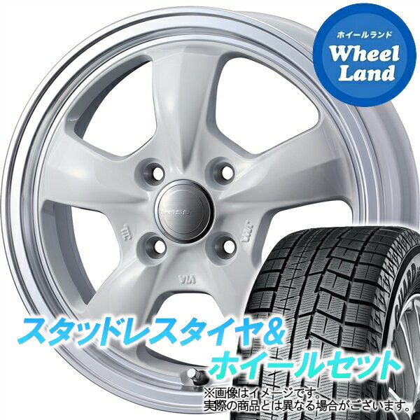 【20日(月)クーポンでお得!!】【タイヤ交換対象】ダイハツ ミラジーノ L650系 WEDS グラフト 5S ホワイト／リムポリッシュ ヨコハマ アイスガード 6 IG60 165/55R15 15インチ スタッドレスタイヤ&ホイールセット 4本1台分