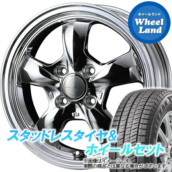 【20日(月)クーポンでお得!!】【タイヤ交換対象】ダイハツ ミラジーノ L650系 WEDS グラフト 5S ブライトスパッタリング ブリヂストン ブリザック VRX2 155/65R14 14インチ スタッドレスタイヤ&ホイールセット 4本1台分