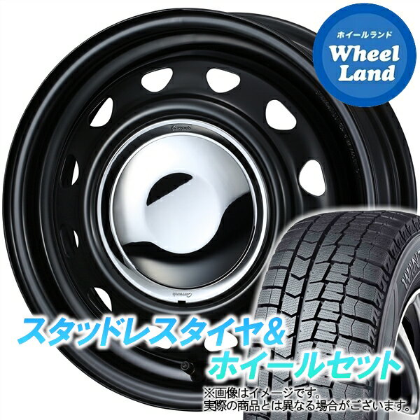 【5日(水)クーポンあり!!】【タイヤ交換対象】スズキ アルト ラパン HE22系 WEDS スチール ネオキャロ セミマットBK/CRキャップ ダンロップ ウインターマックス WM02 155/65R14 14インチ スタッドレスタイヤ&ホイールセット 4本1台分