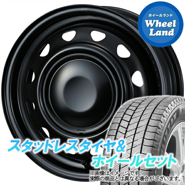 【1日(土)ワンダフル&クーポン!!】【タイヤ交換対象】ダイハツ ミラジーノ L650系 WEDS スチール ネオキャロ セミマットBK/BKキャップ ブリヂストン ブリザック VRX3 155/65R14 14インチ スタッドレスタイヤ&ホイールセット 4本1台分