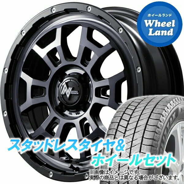 【20日(月)クーポンでお得!!】【タイヤ交換対象】ニッサン ウイングロード Y12系 MID ナイトロパワー H6スラッグ BKクリア/ピアスドリルド ブリヂストン ブリザック VRX3 195/50R16 16インチ スタッドレスタイヤ&ホイールセット 4本1台分