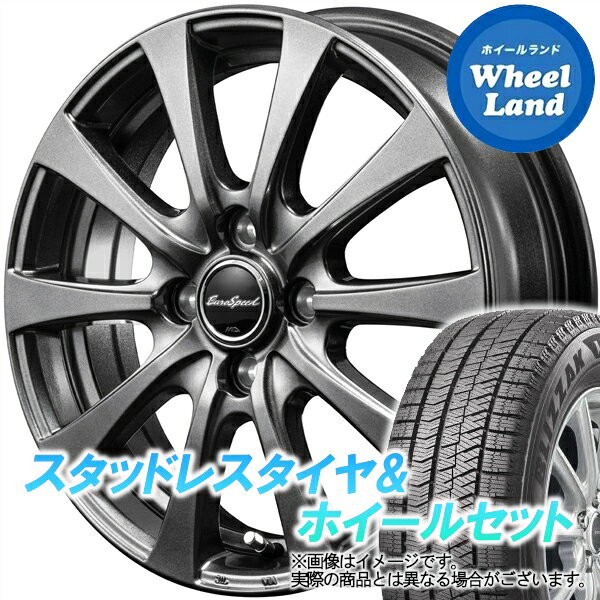 【20日(月)クーポンでお得!!】【タイヤ交換対象】ニッサン マーチ K13系 MID ユーロスピード G10 メタリックグレー ブリヂストン ブリザック VRX2 165/70R14 14インチ スタッドレスタイヤ&ホイールセット 4本1台分