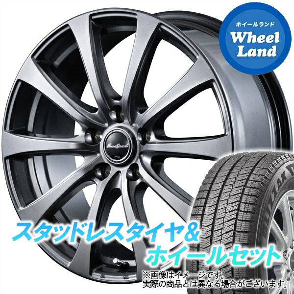 【20日(月)クーポンでお得!!】【タイヤ交換対象】マツダ マツダ6　ワゴン GJ系 MID ユーロスピード G10 メタリックグレー ブリヂストン ブリザック VRX2 225/50R18 18インチ スタッドレスタイヤ&ホイールセット 4本1台分