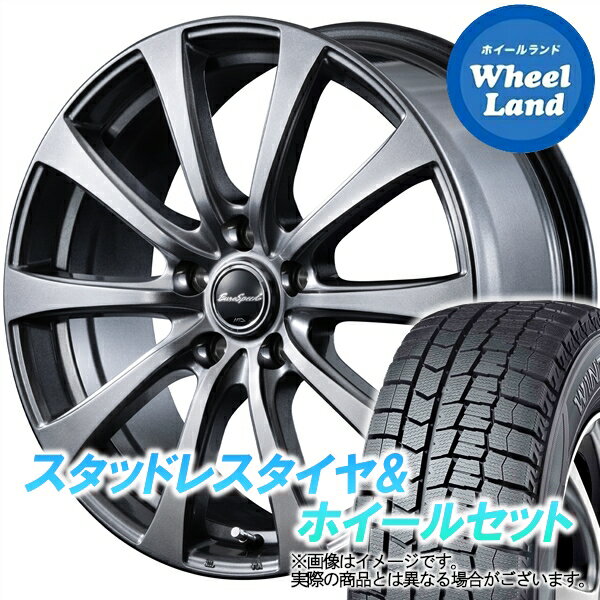 【20日(月)クーポンでお得!!】【タイヤ交換対象】ホンダ CR-Z ZF1 MID ユーロスピード G10 メタリックグレー ダンロップ ウインターマックス WM02 195/55R16 16インチ スタッドレスタイヤ&ホイールセット 4本1台分