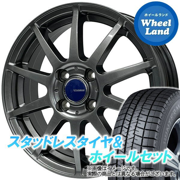 【15日(水)クーポンあり!!】【タイヤ交換対象】ダイハツ ブーン M600系 WINNERS ウイナーズ CF-01 メタリックグレー ダンロップ ウインターマックス WM03 185/55R15 15インチ スタッドレスタイヤ&ホイールセット 4本1台分