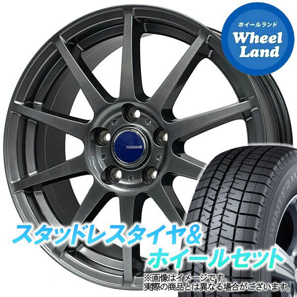 【20日(月)クーポンでお得!!】【タイヤ交換対象】ホンダ アコードワゴン CM系 WINNERS ウイナーズ CF-01 メタリックグレー ダンロップ ウインターマックス WM03 215/40R18 18インチ スタッドレスタイヤ&ホイールセット 4本1台分