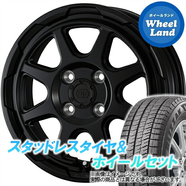 【20日(月)クーポンでお得!!】【タイヤ交換対象】スズキ アルト ラパン HE22系 WEDS ウェッズ スタットベルク セミマットブラック ブリヂストン ブリザック VRX2 165/55R15 15インチ スタッドレスタイヤ&ホイールセット 4本1台分