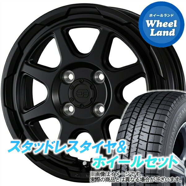 【20日(月)クーポンでお得!!】【タイヤ交換対象】ダイハツ ミラジーノ L650系 WEDS ウェッズ スタットベルク セミマットブラック ダンロップ ウインターマックス WM03 155/65R14 14インチ スタッドレスタイヤ&ホイールセット 4本1台分