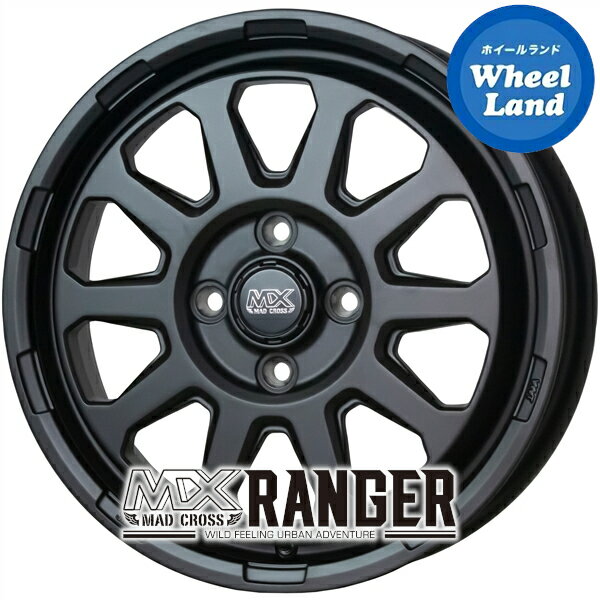 【軽自動車用】ホットスタッフ マッドクロス レンジャー マットブラック(MTBK) 4.5J-15 +45 4穴 PCD100 15インチホイール 4本1台分【送料無料】