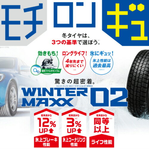 【 WINTERMAXX02 WM02 215/60R17 96Q 】【20日(月)クーポンでお得!!】【タイヤ交換対象】17インチ スタッドレスタイヤ単品4本 ダンロップ冬タイヤ DUNLOP ウインターマックス02 WM02 215/60-17【送料無料】 2