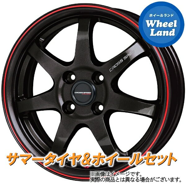 【20(火)最大2,000円クーポン発行!】【取付対象】ホンダ ゼスト スパーク JE系 NA車 4WD HOT STUFF クロススピード CR7 グロスGM&レッドライン ダンロップ ルマン V LM5 165/50R15 15インチ サマータイヤ ホイール セット 4本1台分