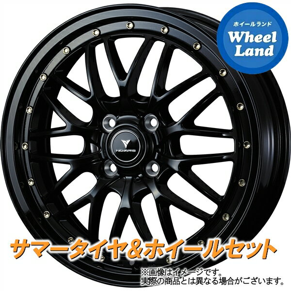 【15日(水)クーポンあり!!】【タイヤ交換対象】ホンダ ザッツ JD系 WEDS ノヴァリス アセットM1 ブラック／Gピアス ヨコハマ ブルーアース AE-01 165/50R15 15インチ サマータイヤ ホイール セット 4本1台分